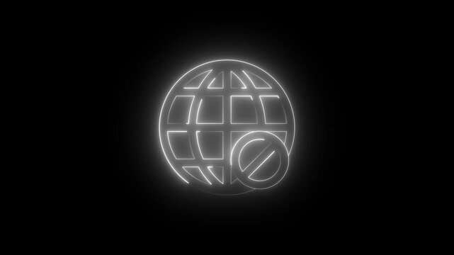 Offline no internet connection icon animation on black background