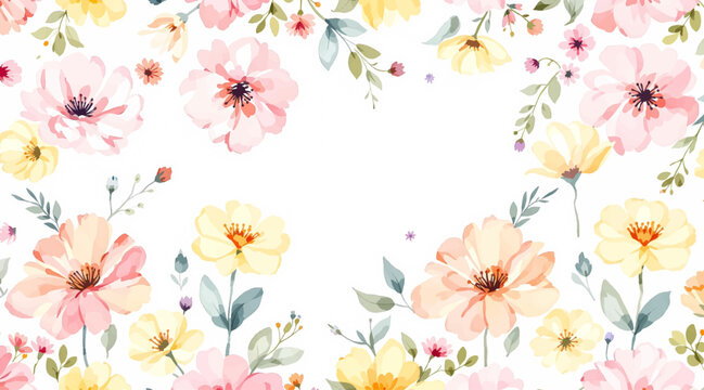 Delicate Watercolor Botanicals and Flower Pattern Designed for Seamless Elegant Wallpaper and Luxury Paper Print Products