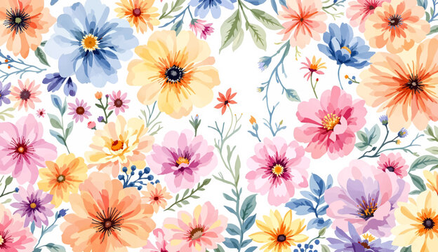 Soft Pastel Watercolor Floral Background Pattern Perfect for Seamless Textile Prints and Elegant Blog Design Graphics