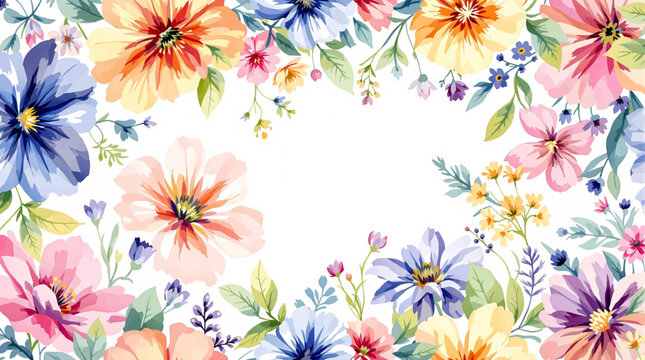 Elegant Watercolor Botanical Pattern Featuring Seamless Vibrant Summer Florals and Soft Green Foliage Design Backgrounds