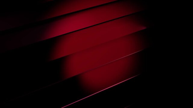 Red 3D geometric slabs shifting across black environment with high contrast rim light luxury aesthetic