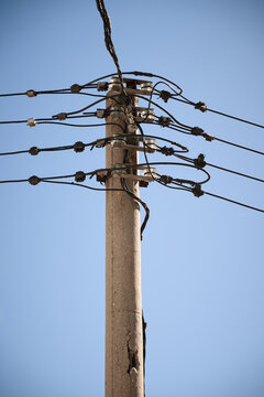 Concrete high voltage power line pole