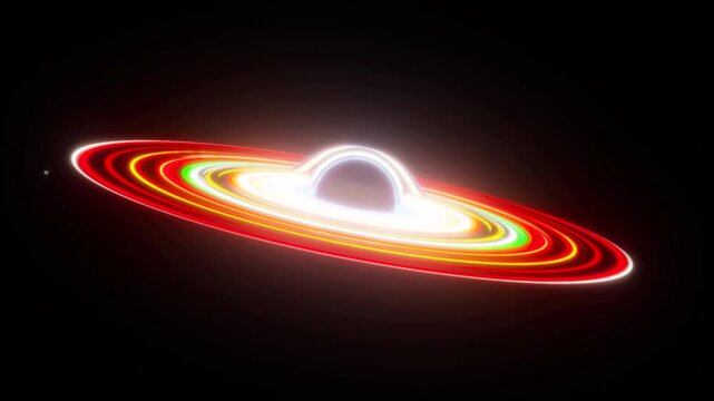 Cinematic Visualization of a Glowing Supermassive Black Hole in Deep Space