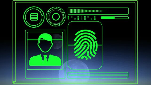 Digital dashboard presents a green biometric profile verification layout overlaying a subtle horizon line to illustrate secure cloud infrastructure access controls and advanced network identity.