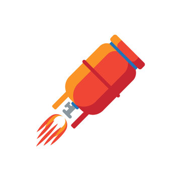 Flying Gas Cylinder Rocket Illustration Representing Fuel Price Rise