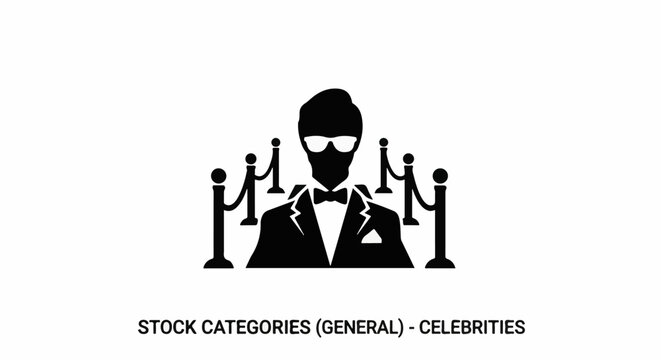 A black silhouette of a celebrity with sunglasses and a tuxedo