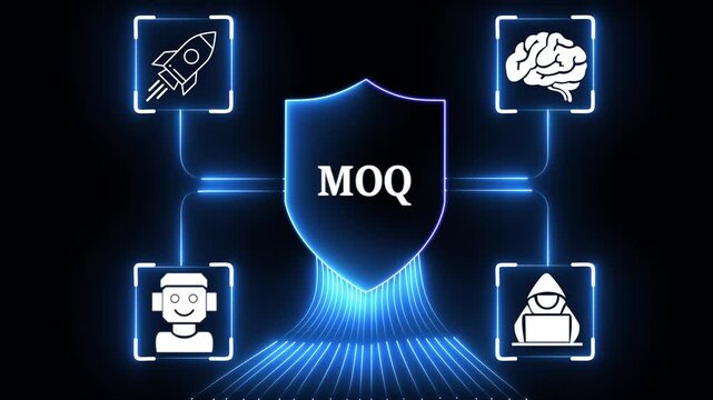 MOQ Glowing neon Big Data and Digital Information Technology Background Futuristic Neon Shield with Data Security Concept Cloud Computing, AI, and Cyber Innovation 4k video animation ,
