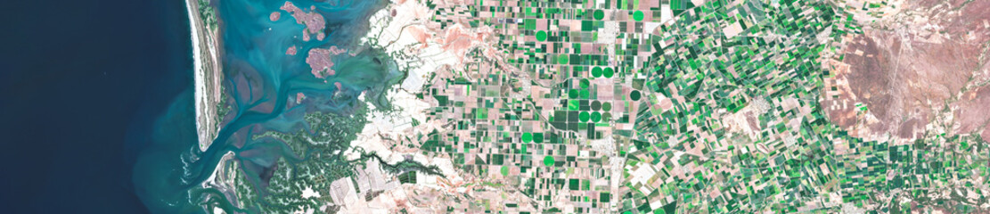 Naklejka premium Greeley fields, US, Circular pivot irrigation fields