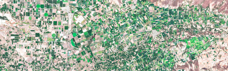 Naklejka premium Greeley fields, US, Circular pivot irrigation fields