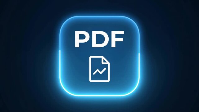 PDF document icon, clean presentation file symbol, modern web animation template, 4K video