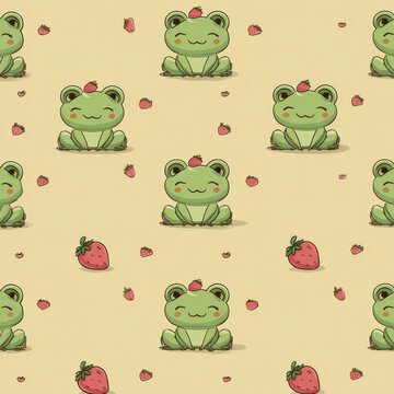 Cute Frog and Strawberry Pattern