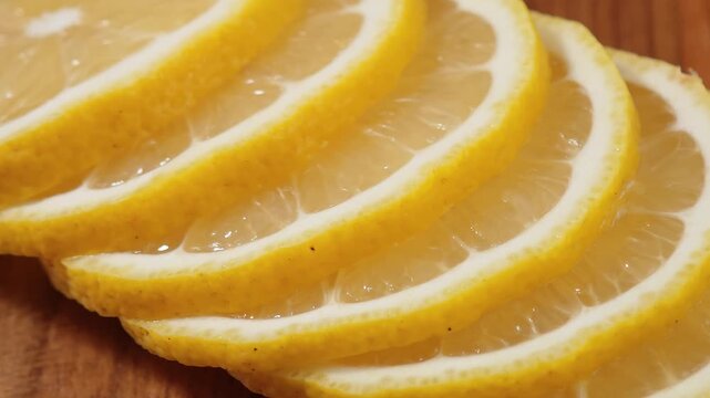 Juicy lemon slices close-up, for background, fruits