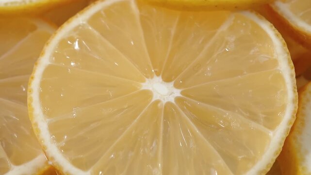 Juicy lemon slices close-up, for background, fruits