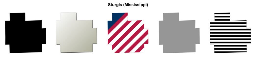Fototapeta premium Sturgis (Mississippi) blank outline map set