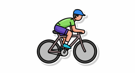 Fototapeta premium A cartoon illustration of a person riding a bicycle