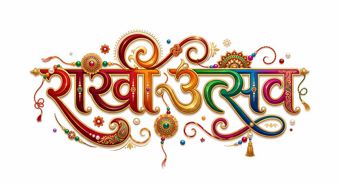concept for indian traditional festival Rakhi utsav, raksha bandhan, hindi calligraphy decorative design.