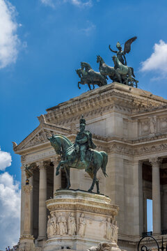 Rome, Italy July 14, 2025 victor emmanuel ii monument with equestrian statue in rome