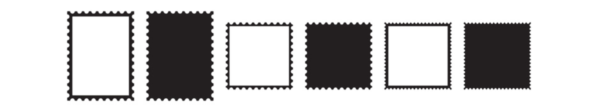 Vintage Stamp Border Collection &ndash; Square Rectangle Circle with Perforated Edges and Worn Texture