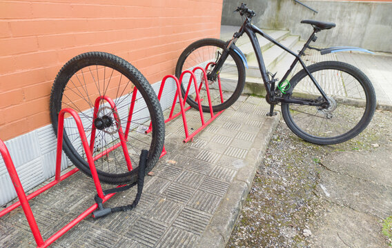 Stolen bike at secondary school bike parking area