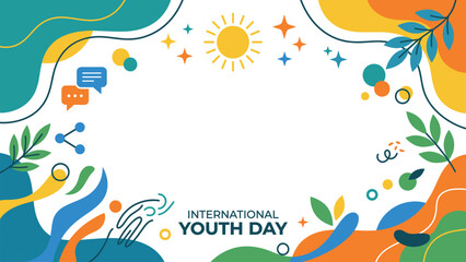 International Youth Day Abstract Fluid Shapes and Social Media Background © DesthaMukti