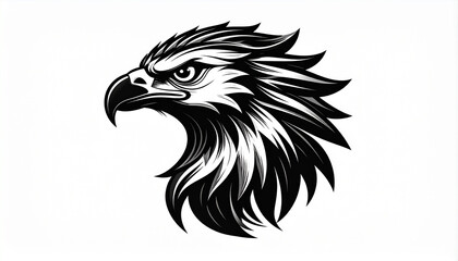 Fototapeta premium Bold black and white illustration of an eagle head isolated on white background