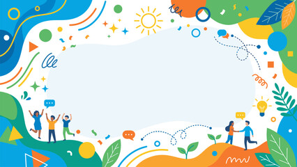 Fototapeta premium Cheerful People Teamwork and Communication Frame Background