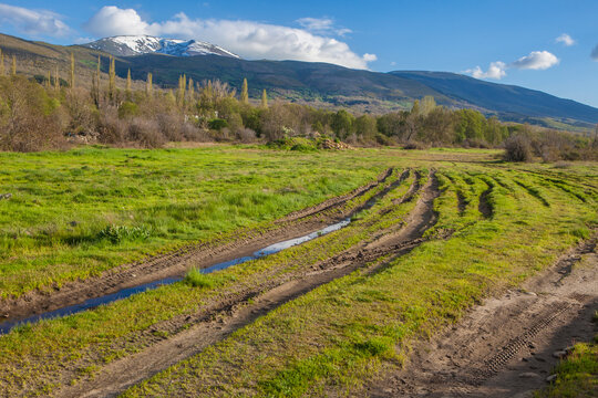 Deep ruts on a rural road