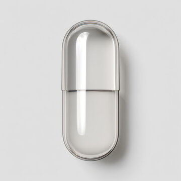 Transparent glass capsule with liquid medicine showing health and wellness