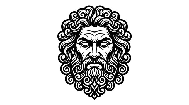 Zeus Greek god bearded head emblem