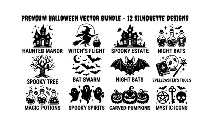 Fototapeta premium Premium spooky Halloween silhouette SVG bundle for Cricut