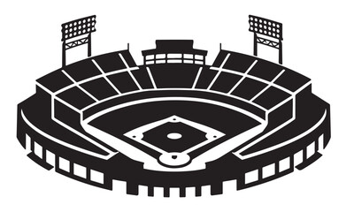 Baseball stadium silhouette, baseball arena field, sports venue, vector isolated on white © binh