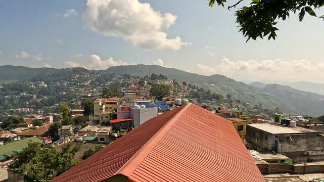 Wide Panoramic View Of Almora City Hill Station In Uttarakhand Himalayas