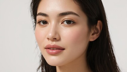 Fototapeta premium Close up portrait of a young asian woman with clean glowing skin