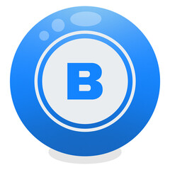 Blue Bingo Ball Icon with Letter B, Shadow Effect, Transparent Background, Lottery Game Symbol, Raffle Badge Illustration and Gaming Graphic Design Element © Ruparoe 
