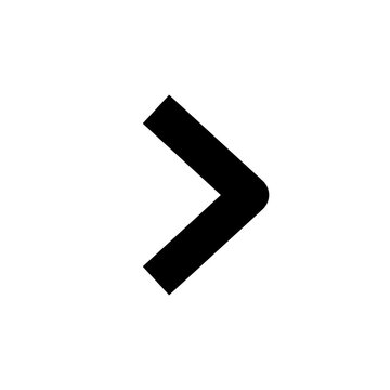 Chevron Right icon, clean black arrow symbol on transparent background, for apps, websites and user interfaces
