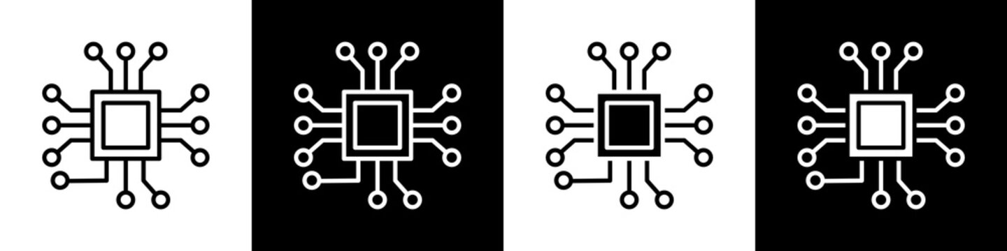 Chip black and white icon design concept