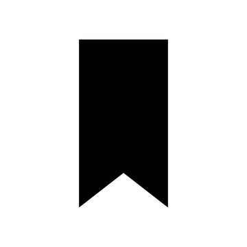 Minimal bookmark icon in flat black, isolated interface glyph PNG, for mobile apps and web buttons