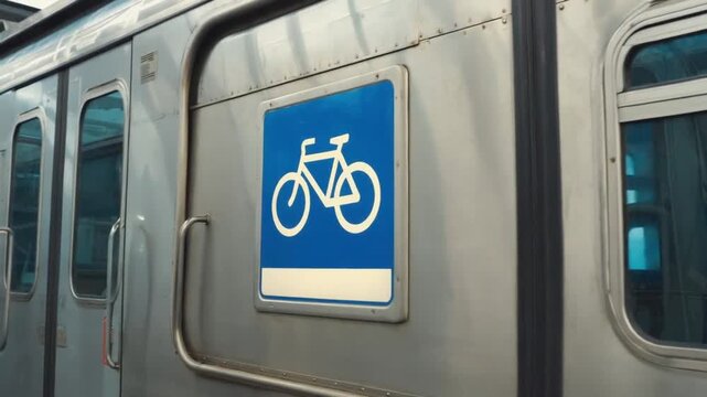 Bike sign on the subway.