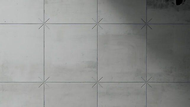 Gray concrete wall with grid pattern and grout lines