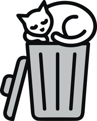 Sleeping Cat Resting on Top of Open Trash Can ©  Estelle P Alexandre