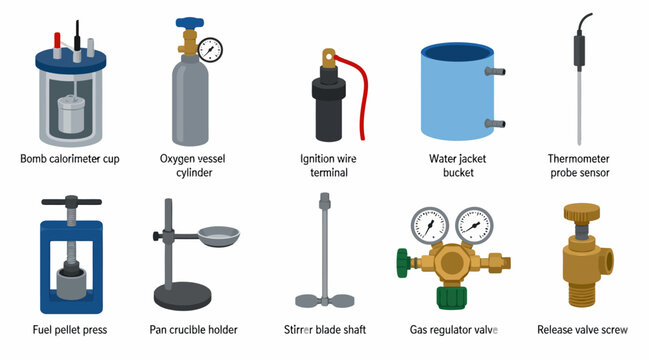 Collection of laboratory and industrial equipment illustrations.