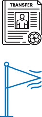 Fototapeta premium Soccer player transfer document and corner flag vector icons set for football sports design