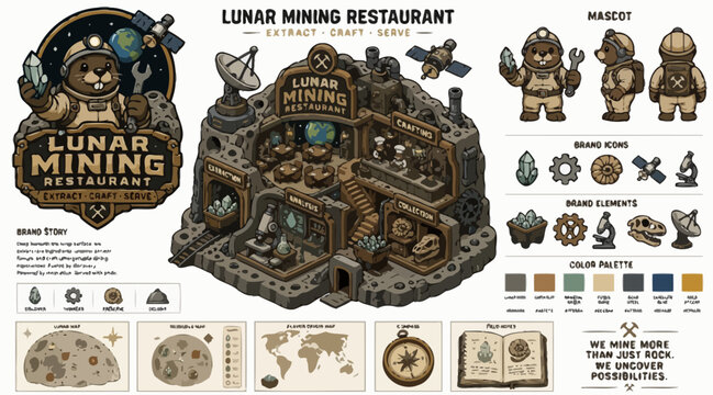 Fantasy Lunar Mining Restaurant Concept Artwork.