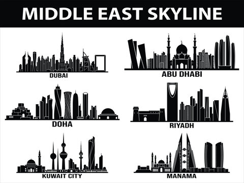 Middle East city skylines set in eps format