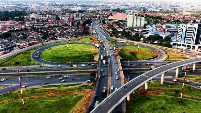 cars moving on nairobi roads nairobi road interchange nairobi expressway life kenya urban roads transport modern high way roads in Africa city traffic
