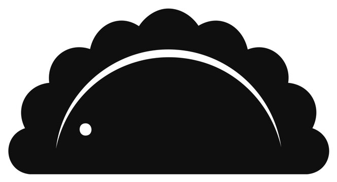 Simple black silhouette icon of a traditional filled pastry like a pierogi or empanada