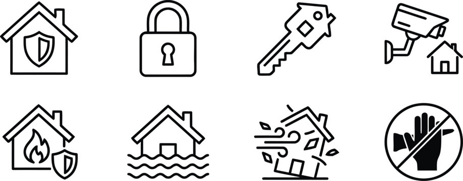 Home security and safety icons