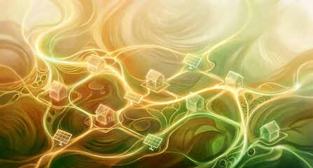 Obraz premium Community Solar Microgrid Abstract Concept for Local Energy Independence Day