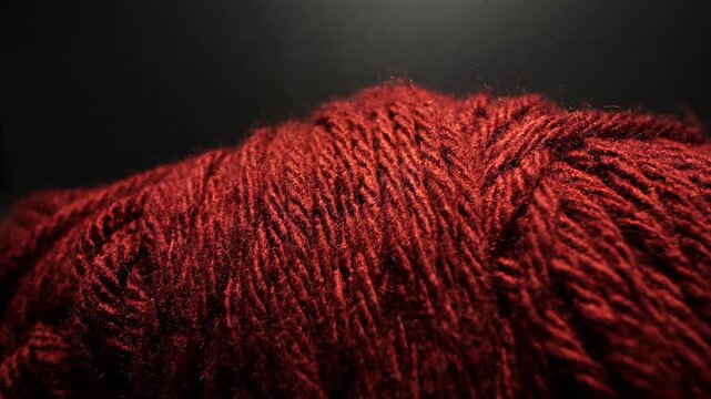 50p slider extreme close up shot of red wool yarn texture with shallow depth of field, highlighting fibers, textile details and soft material