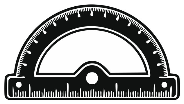 Black Protractor Tool Measuring Angles and Degrees for Education and Design